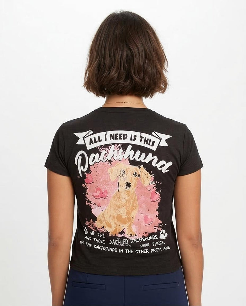 Ravin | Women’s "All I Need Is This Dachshund" Graphic Tee – Sport Luxe Edition - Black - O202960