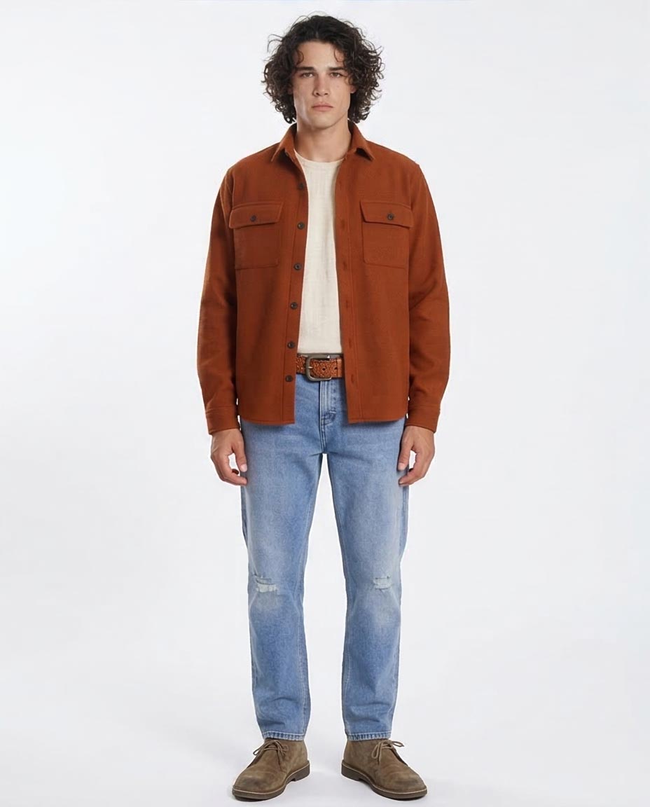 Rust Textured Utility Over-Shirt - O203046
