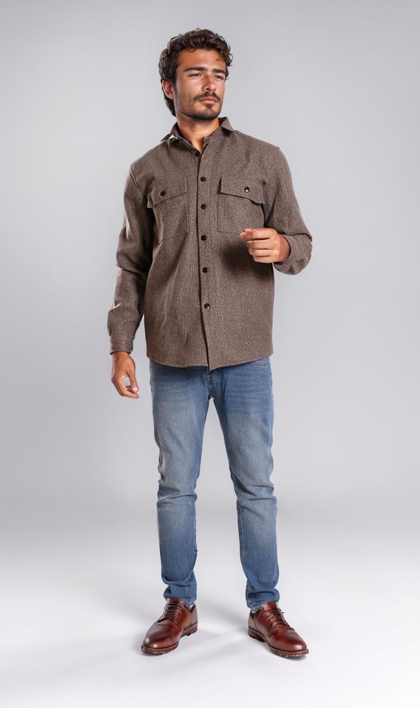 o203049-LONG-SLEEVE FLANNEL SHIRT - DARK GREY