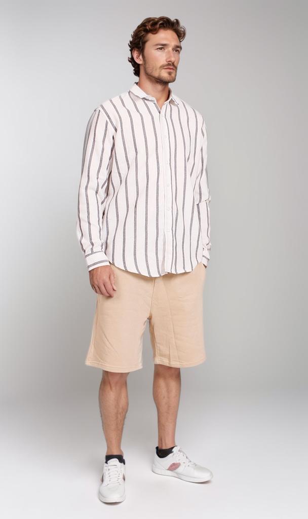 O203057-O203057 - Striped Long Sleeve Shirt - White & Black