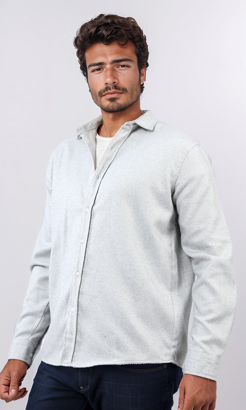o203065 - Cotton Long Sleeves Button Down Shirt - Light Grey