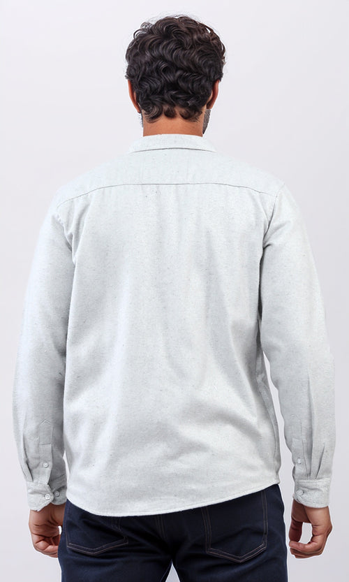 o203065 - Cotton Long Sleeves Button Down Shirt - Light Grey