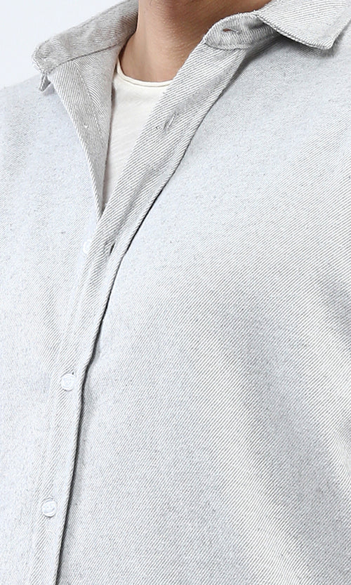 o203065 - Cotton Long Sleeves Button Down Shirt - Light Grey