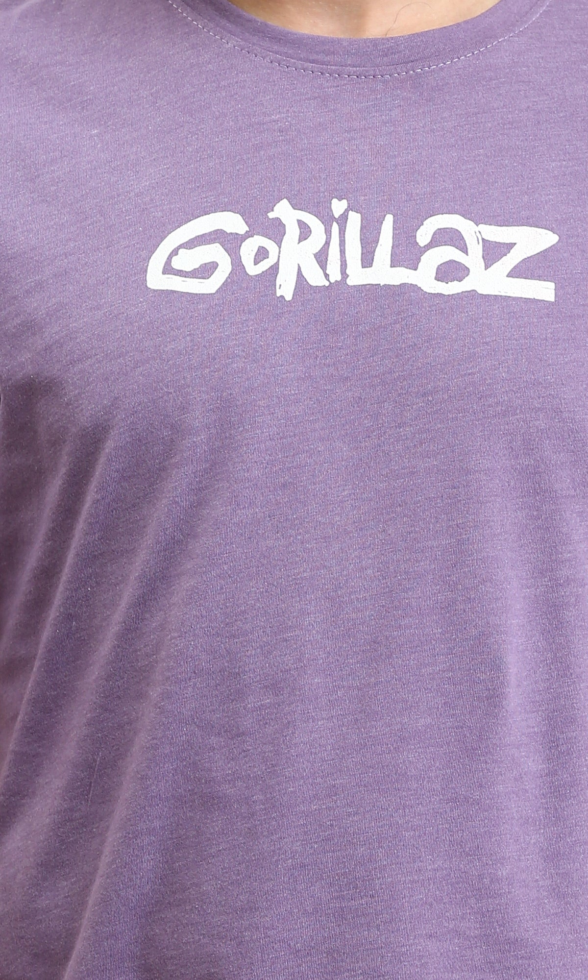 O203073 - تي شيرت "Gorillaz" بقصة عادية ومطبوع - أرجواني فاتح مائل للرمادي