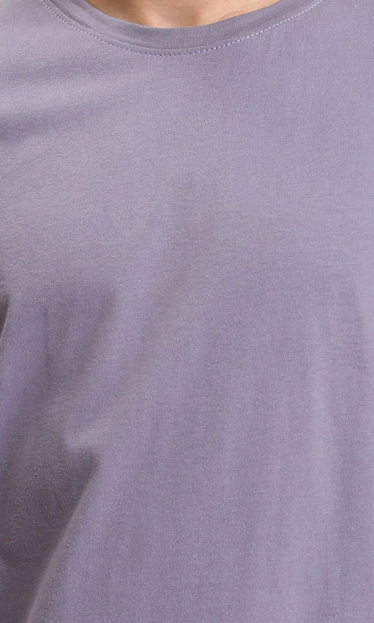 O203075 - Round Neck Solid Basic Tee - Dusty Lavender