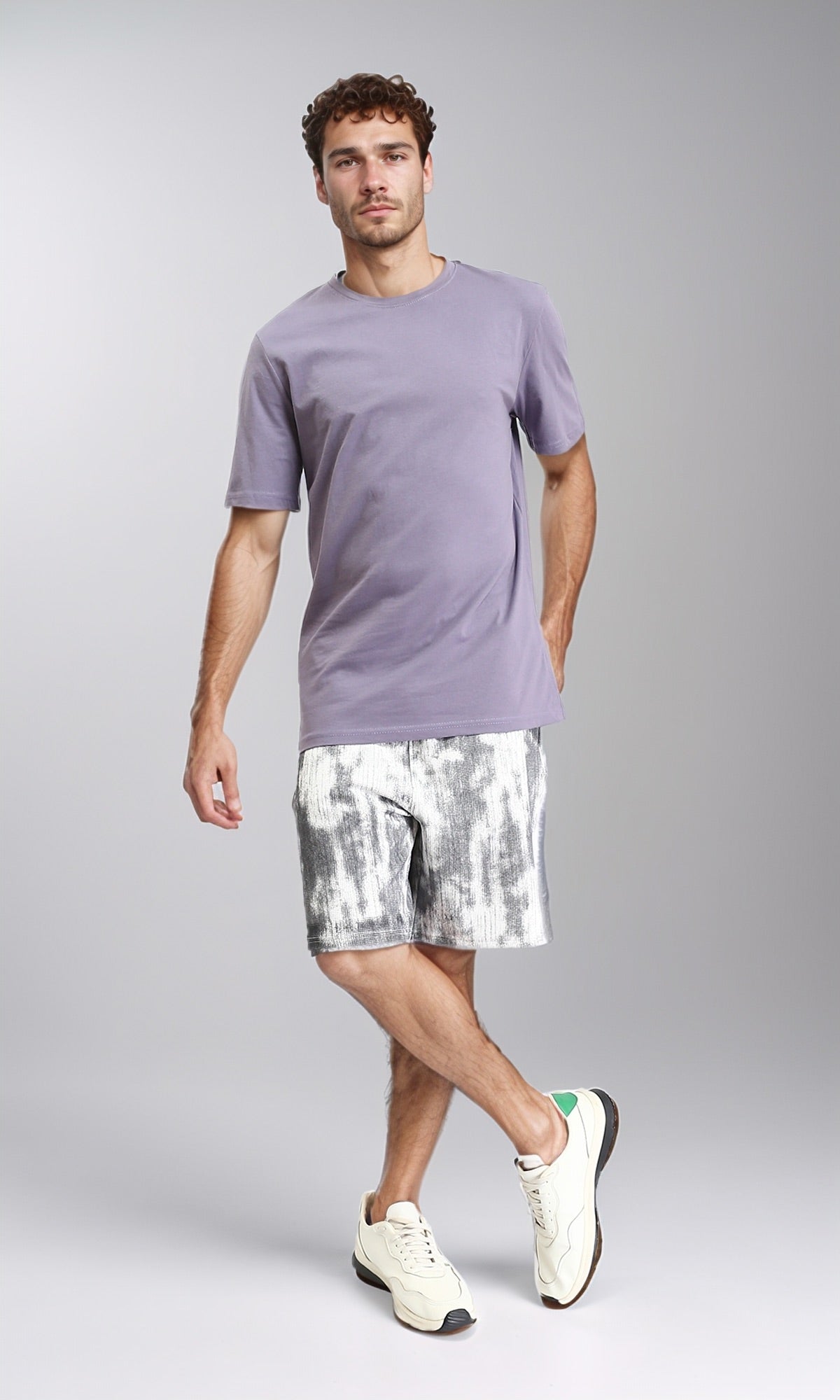 O203075 - Round Neck Solid Basic Tee - Dusty Lavender