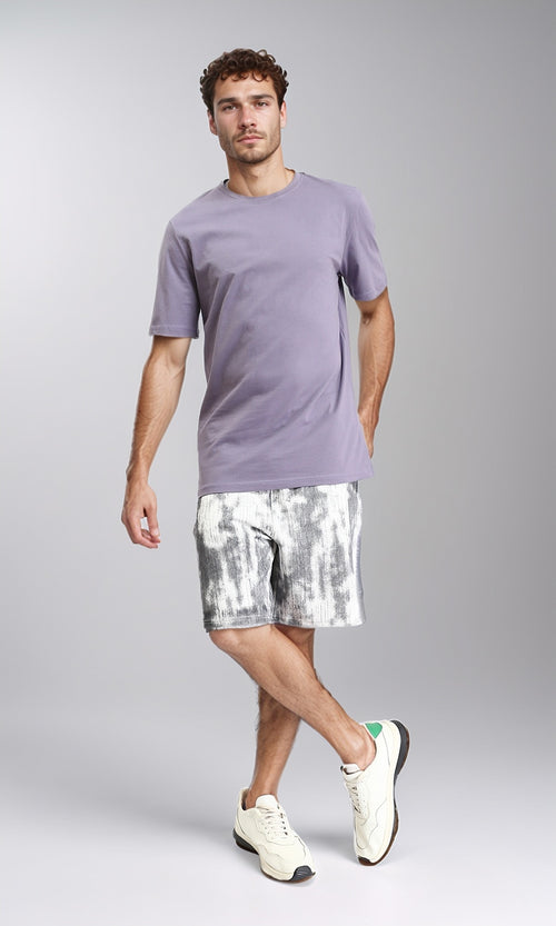 O203075 - Round Neck Solid Basic Tee - Dusty Lavender