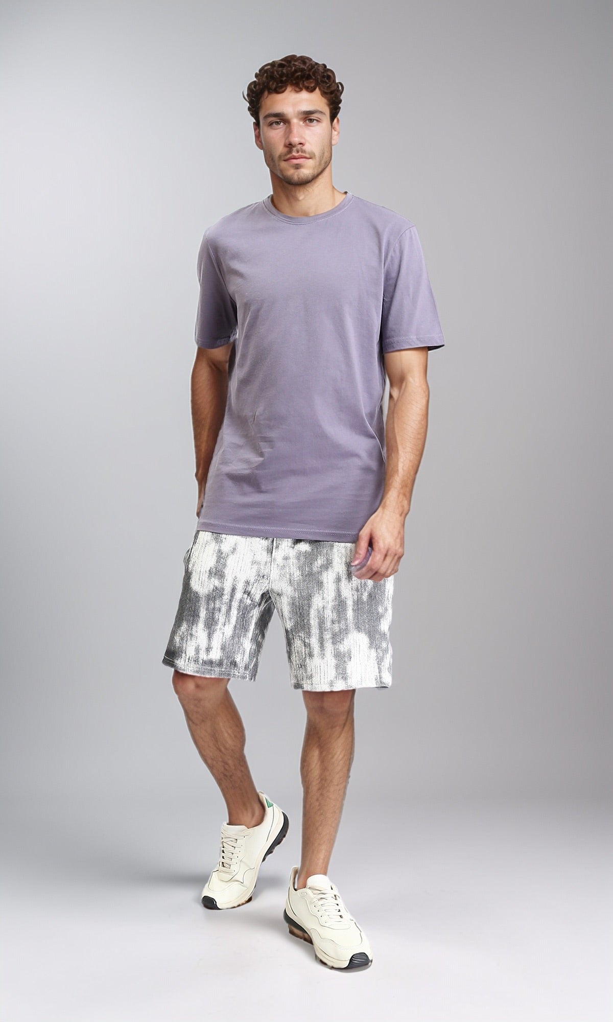 O203075 - Round Neck Solid Basic Tee - Dusty Lavender