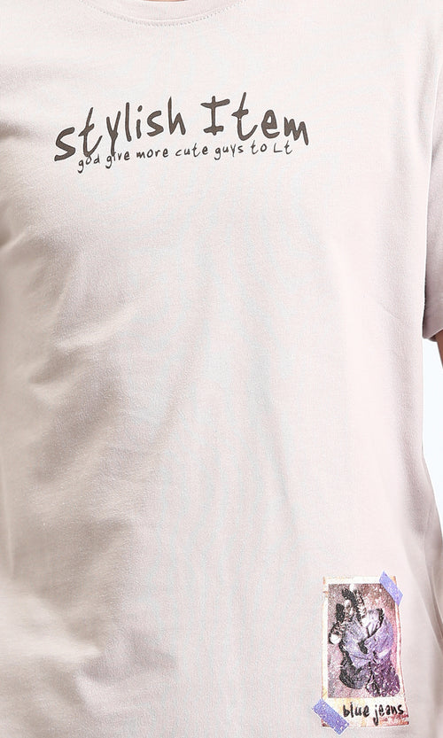 O203081 - "Stylish Team" Short Sleeves Slip On Tee - Light Beige