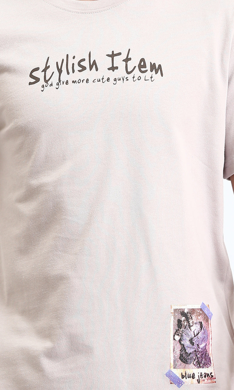 O203081 - "Stylish Team" Short Sleeves Slip On Tee - Light Beige