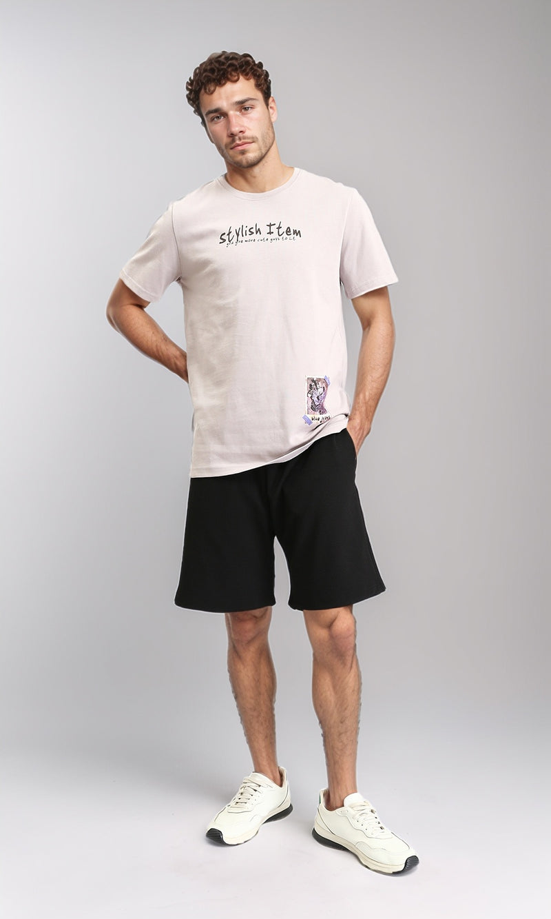 O203081 - "Stylish Team" Short Sleeves Slip On Tee - Light Beige