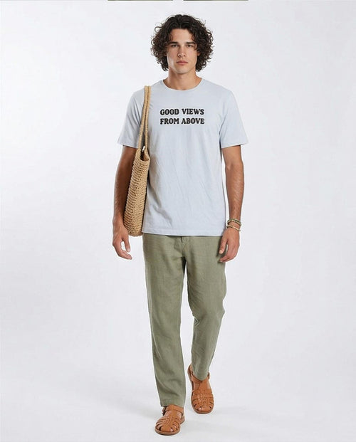 تيشيرت رجالي من رافين "Good Views From Above" بطبعة مونسترا باللون الأزرق الثلجي - O203088