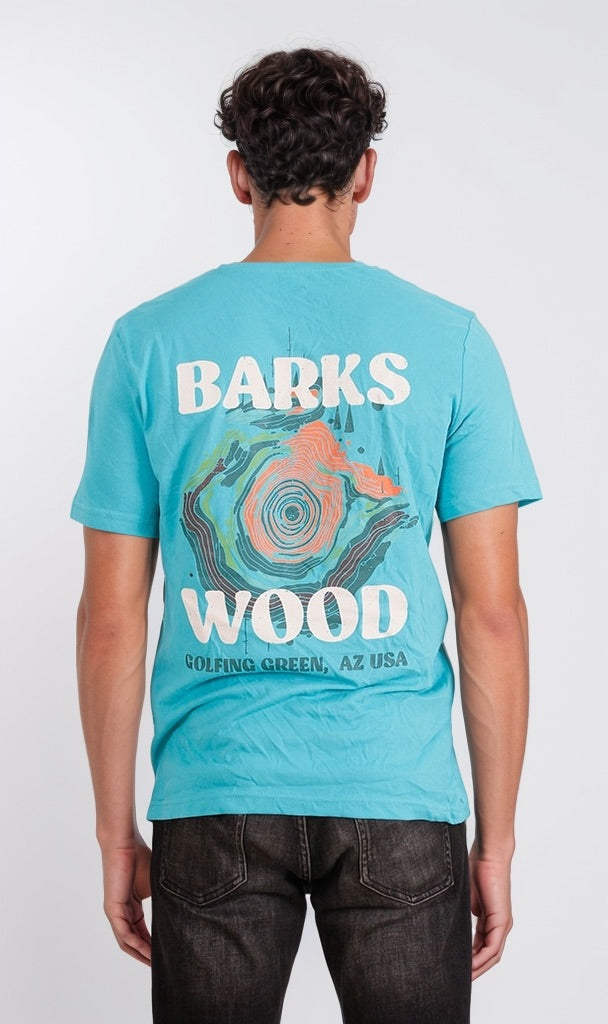 Barks Wood Graphic Print Cotton T-Shirt - Turquoise
