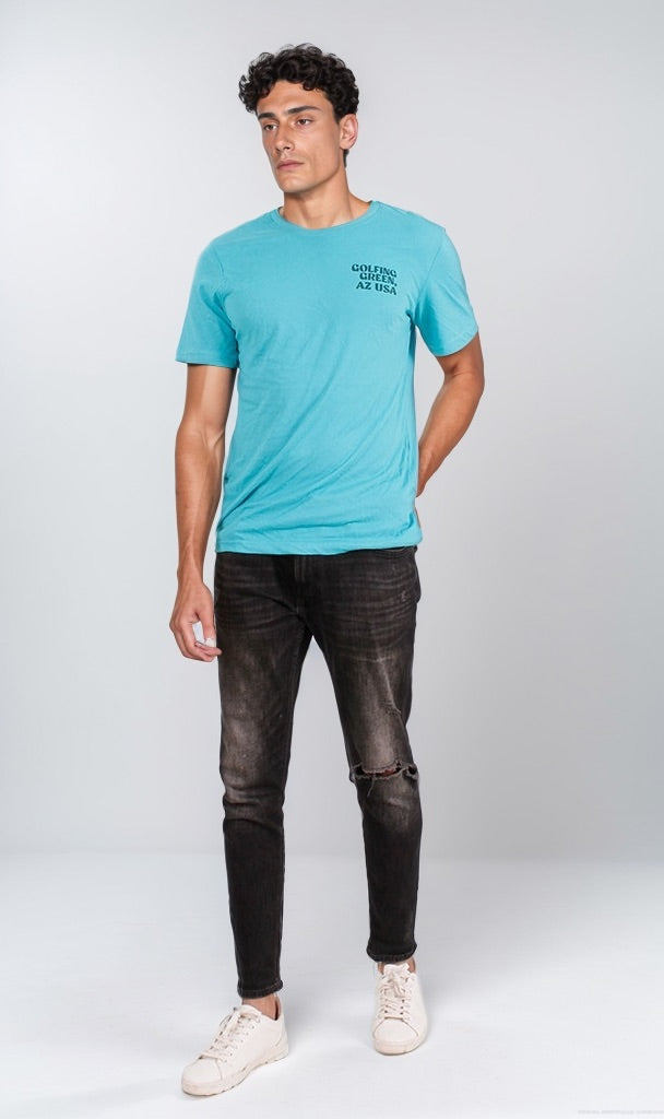Barks Wood Graphic Print Cotton T-Shirt - Turquoise