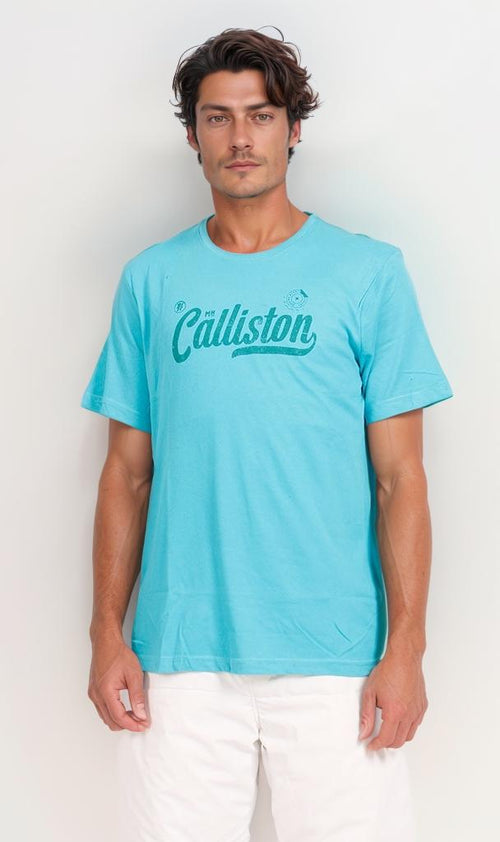 O203092 - Typography Graphic T-Shirt – Cyan Blue