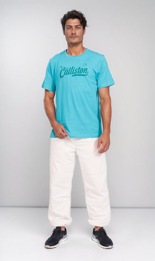 O203092 - Typography Graphic T-Shirt – Cyan Blue