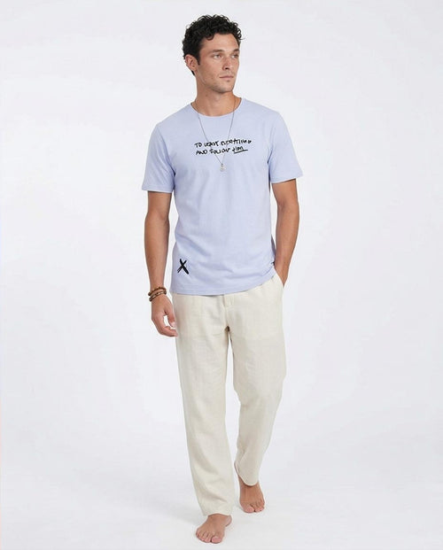 تي شيرت رافين رجالي أزرق سماوي بطبعة جرافيك – "اتبعوه" وطبعة فنية آيسلندية - O203094