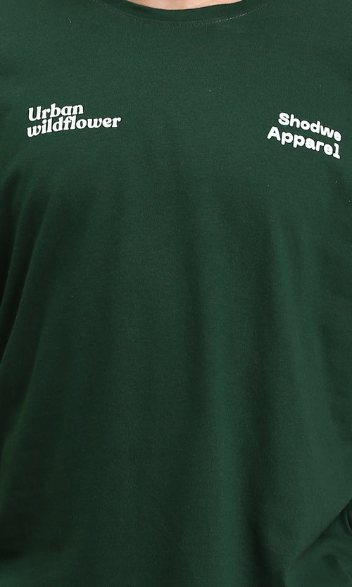 O203096 - "Wild Flower" Slip On Printed Tee - Dark Green