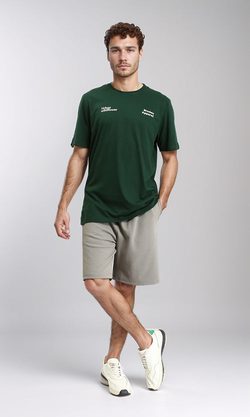 O203096 - "Wild Flower" Slip On Printed Tee - Dark Green