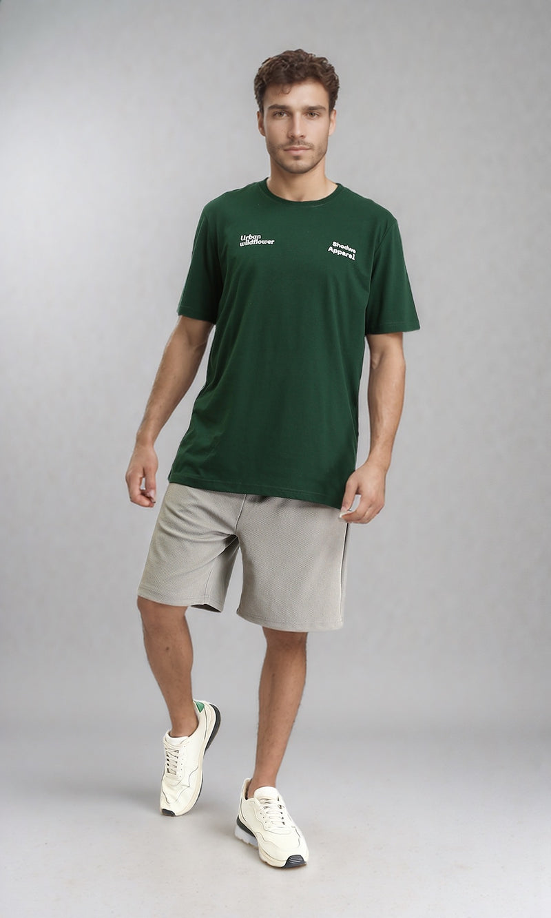 O203096 - "Wild Flower" Slip On Printed Tee - Dark Green