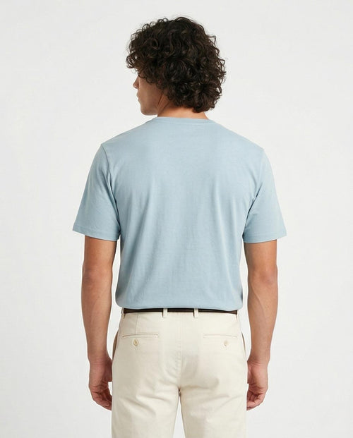 تي شيرت رافين رجالي أزرق فاتح بطبعة "Daily Grind" الخطية المجردة – تي شيرت بطبعة بقصة مريحة – O203100