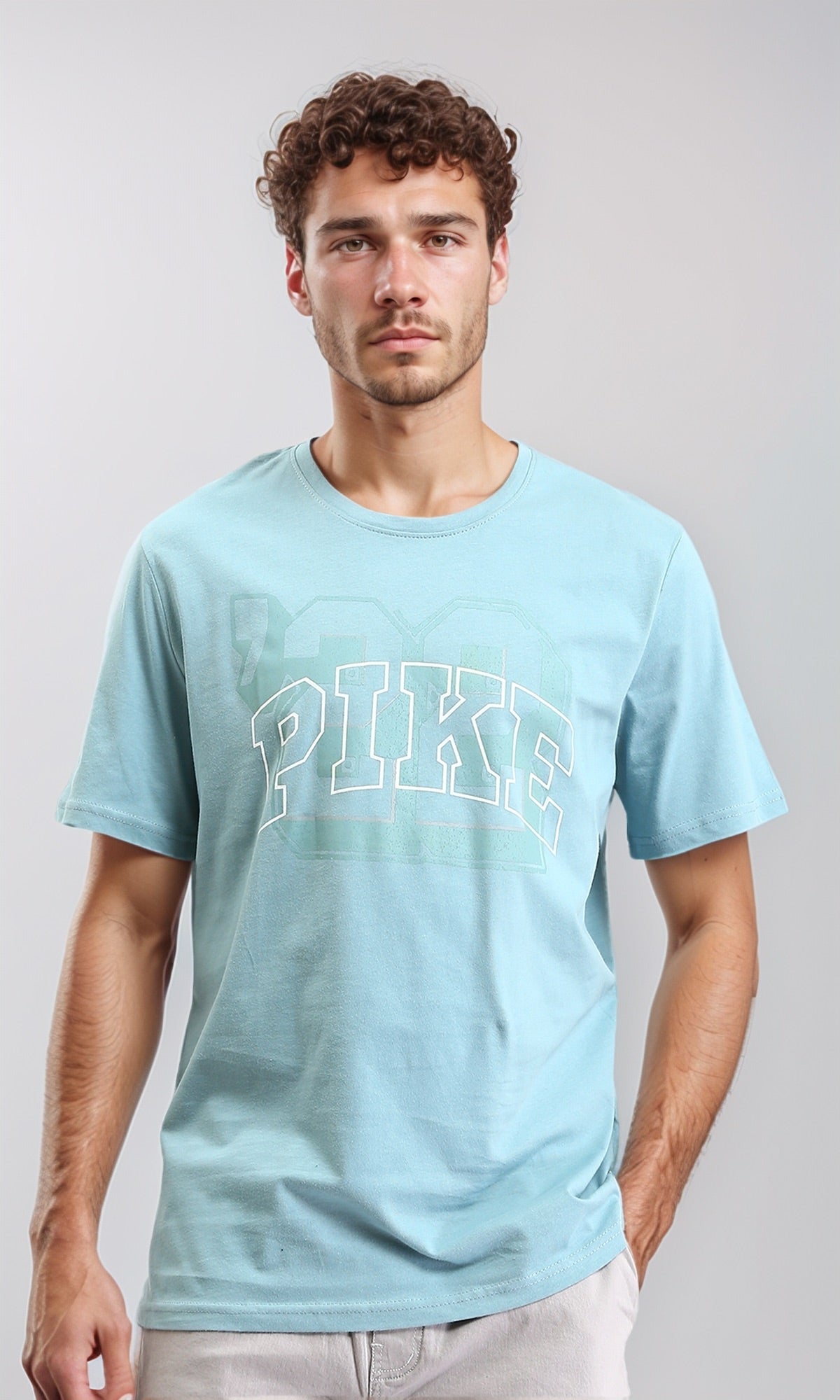 Printed "pike" Short Sleeves Tee - Light Sky Blue