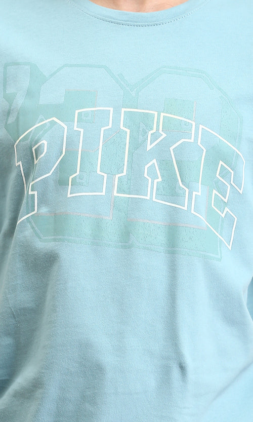 O203101 - Printed "Pike" Short Sleeves Tee - Light Sky Blue