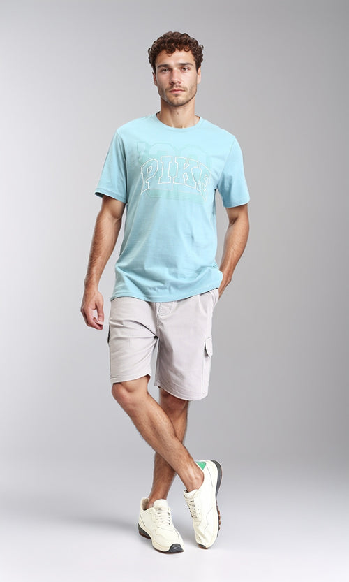 O203101 - Printed "Pike" Short Sleeves Tee - Light Sky Blue