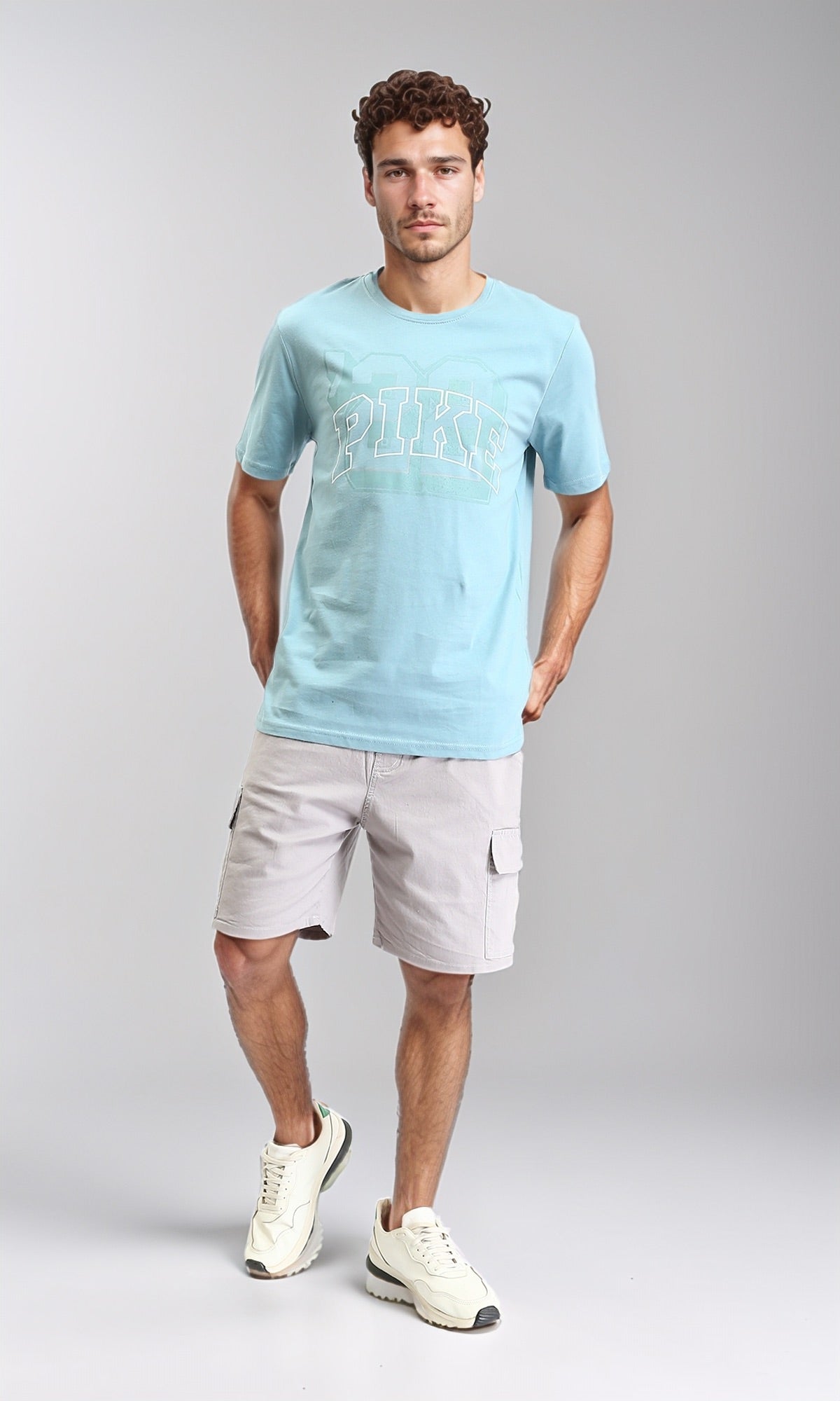 O203101 - Printed "Pike" Short Sleeves Tee - Light Sky Blue