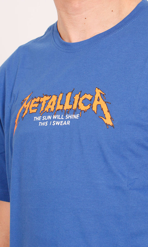 O203104 - Metallica Band Graphic T-Shirt – Royal Blue