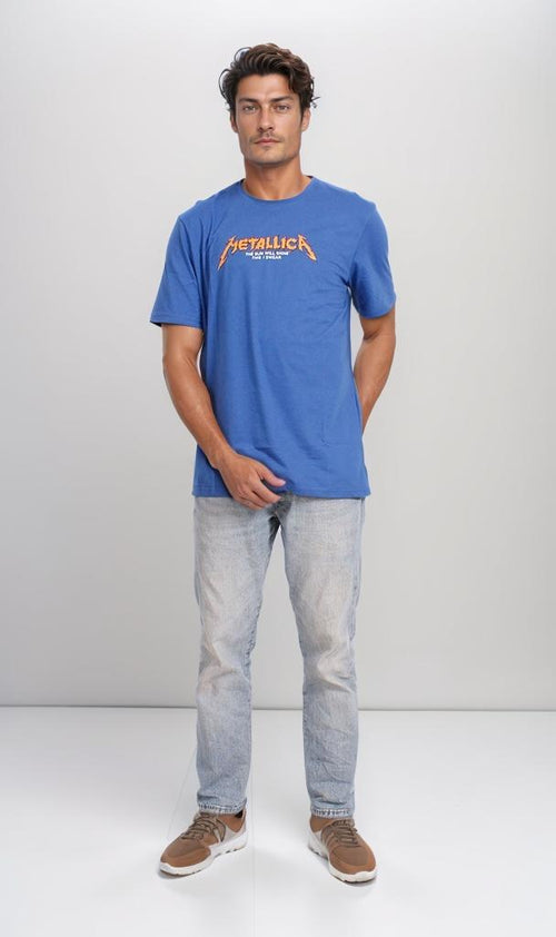 O203104 - Metallica Band Graphic T-Shirt – Royal Blue