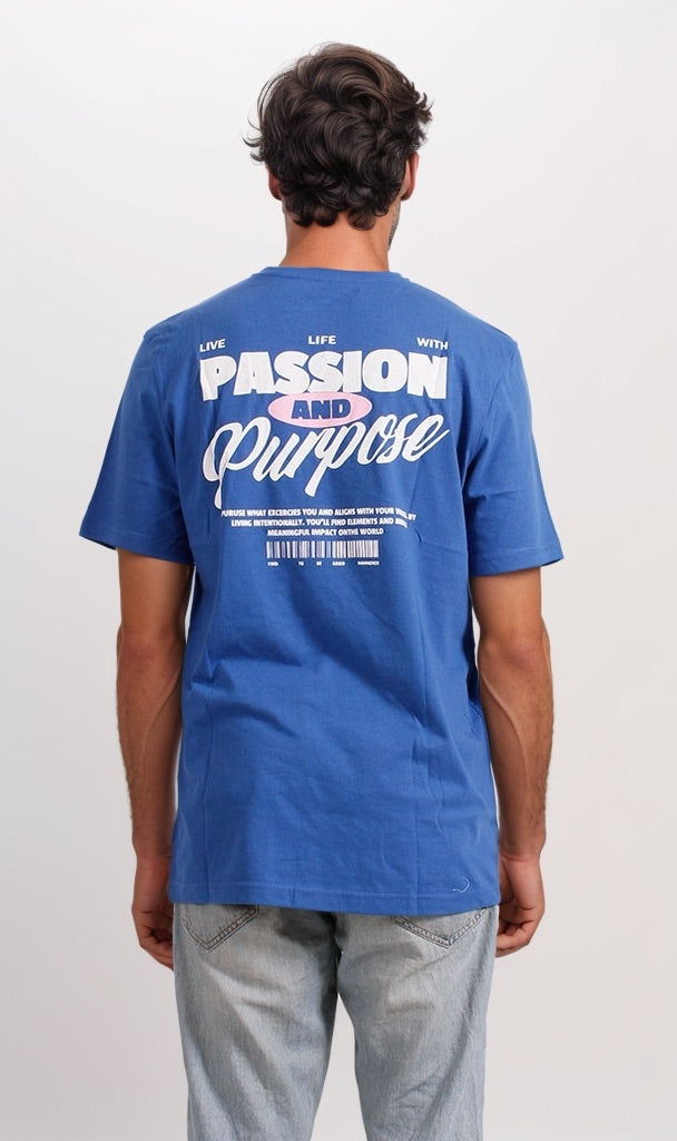 Ravin Men's Blue Graphic Print Crew Neck T-Shirt