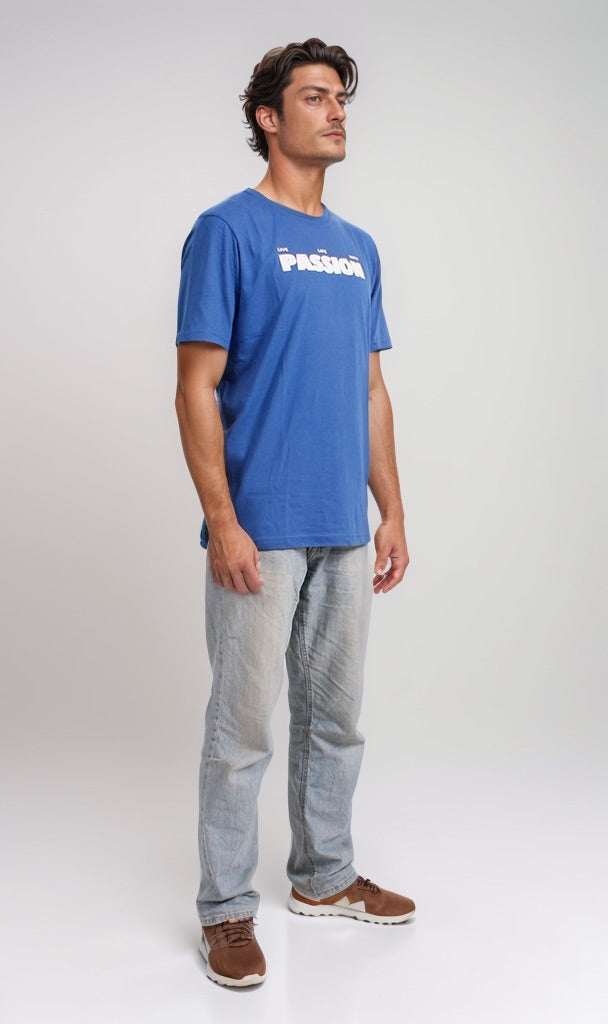Ravin Men's Blue Graphic Print Crew Neck T-Shirt