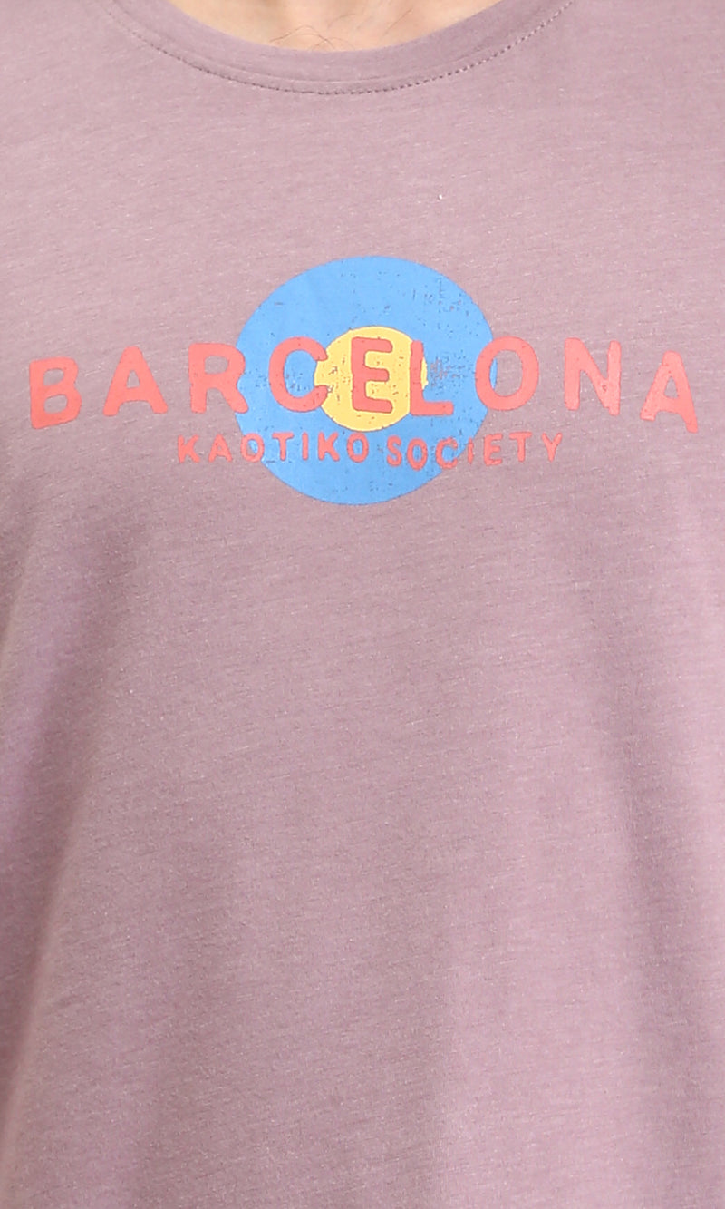 O203107 - "Barcelona" Printed Slip On Tee - Dusty Rose