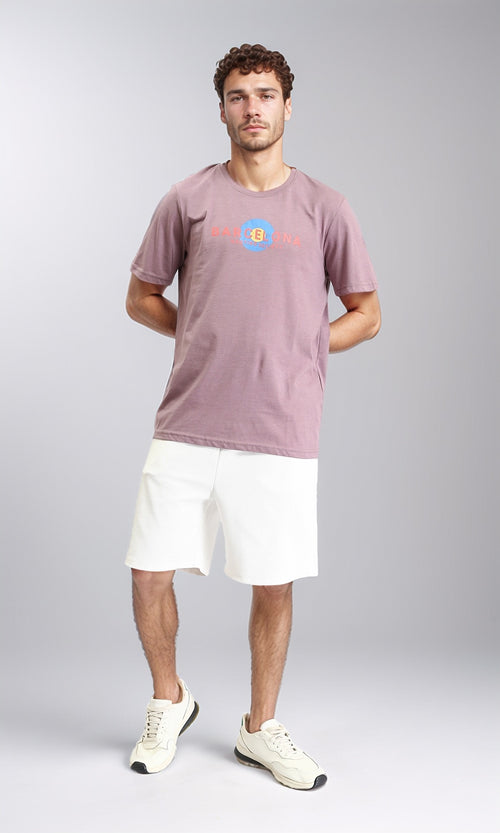 O203107 - "Barcelona" Printed Slip On Tee - Dusty Rose