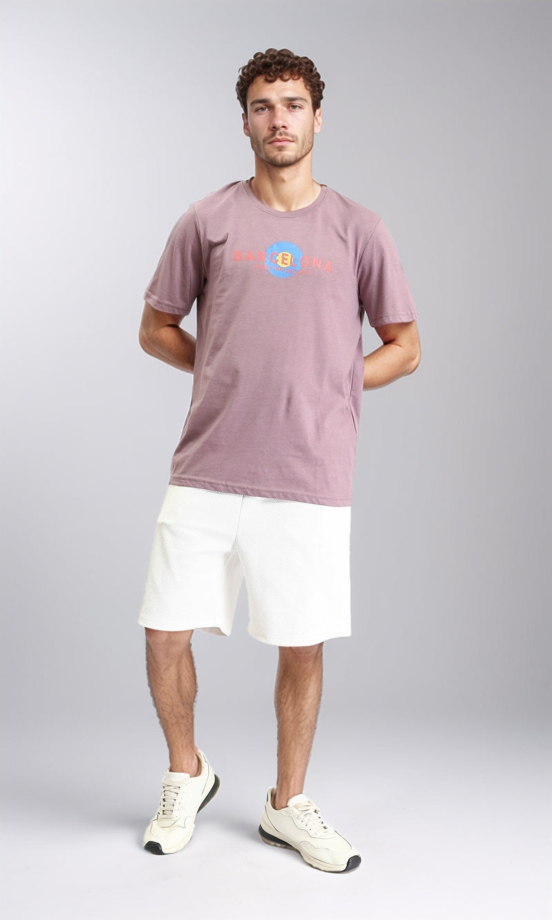 O203107 - "Barcelona" Printed Slip On Tee - Dusty Rose