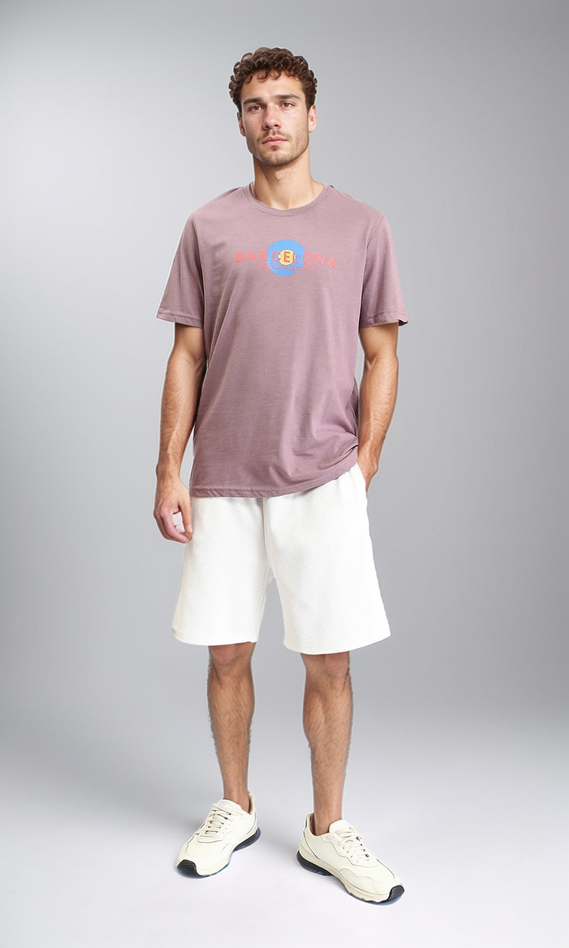 O203107 - "Barcelona" Printed Slip On Tee - Dusty Rose