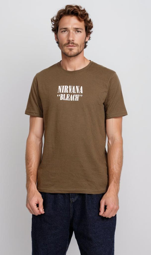 O203113 - Nirvana "Bleach" Graphic T-Shirt – Olive Green