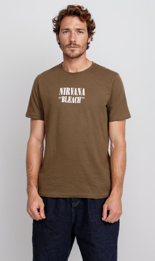 O203113 - Nirvana "Bleach" Graphic T-Shirt – Olive Green