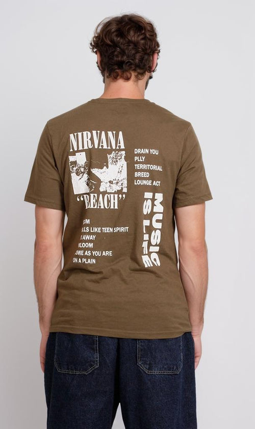 O203113 - Nirvana "Bleach" Graphic T-Shirt – Olive Green