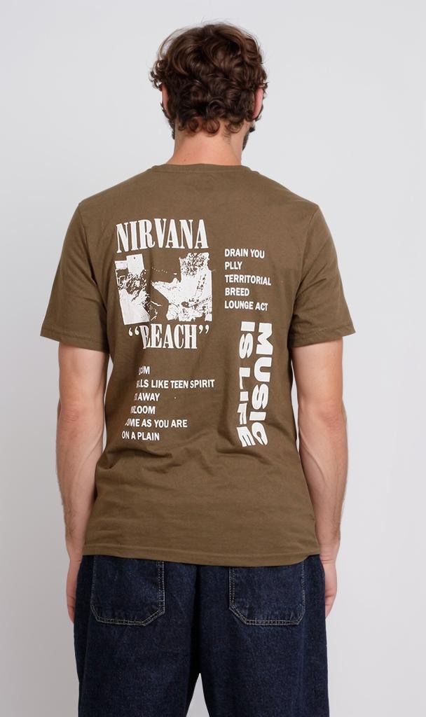 O203113 - Nirvana "Bleach" Graphic T-Shirt – Olive Green
