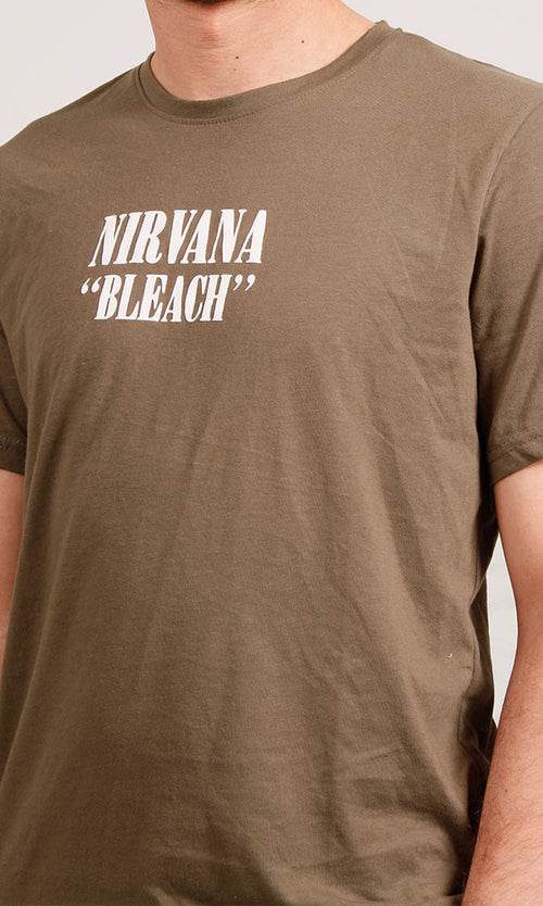 O203113 - Nirvana "Bleach" Graphic T-Shirt – Olive Green