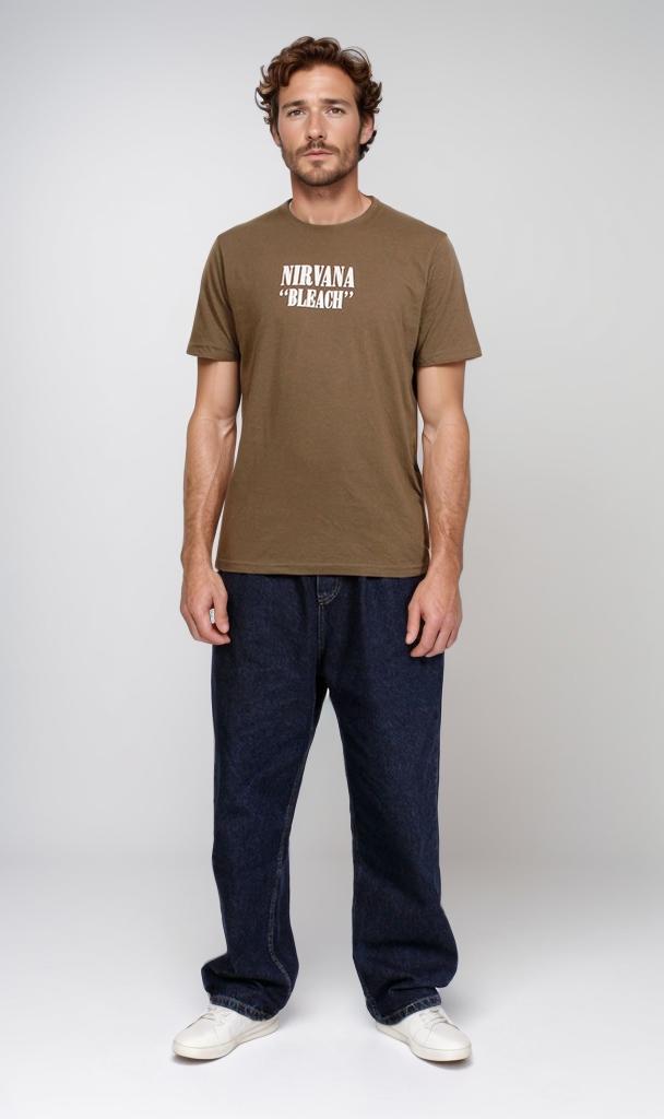 O203113 - Nirvana "Bleach" Graphic T-Shirt – Olive Green