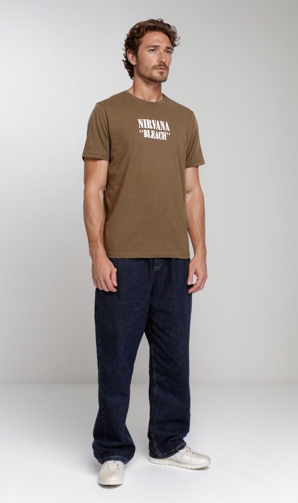 O203113 - Nirvana "Bleach" Graphic T-Shirt – Olive Green