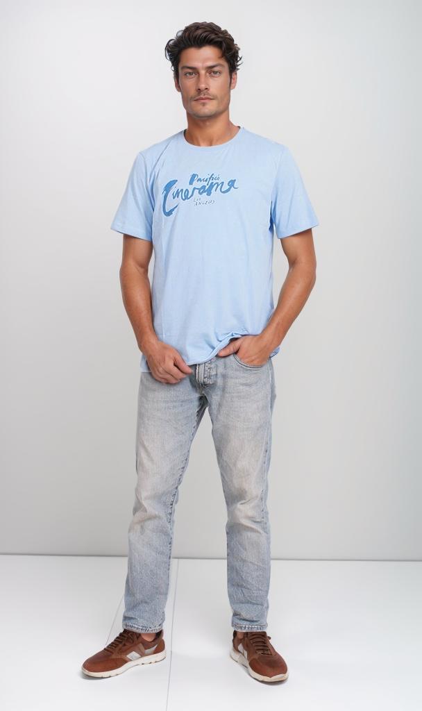 O203115 - Graphic Cotton T-Shirt – Light Blue