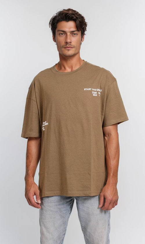 O203118 - Motivational Typography T-Shirt – Olive Green