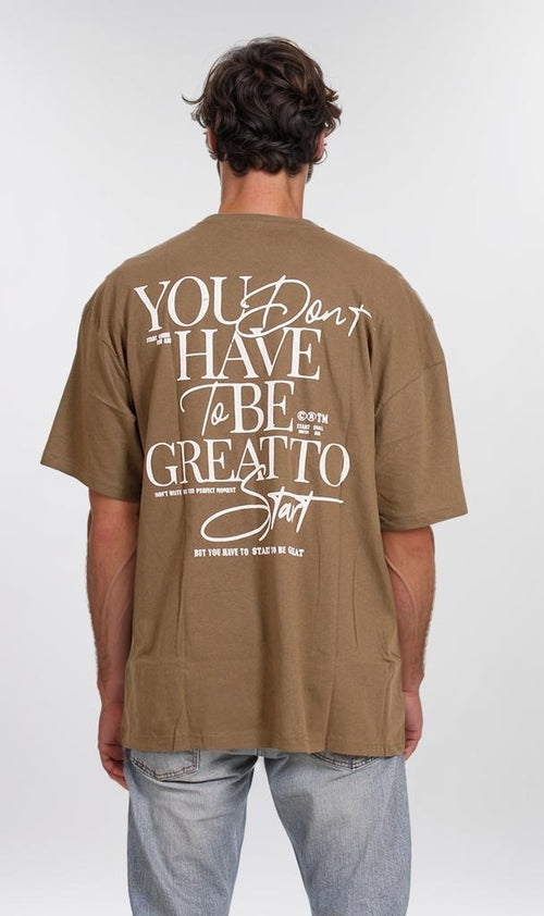 O203118 - Motivational Typography T-Shirt – Olive Green