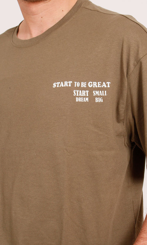 O203118 - Motivational Typography T-Shirt – Olive Green