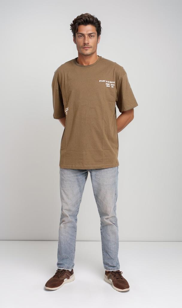 O203118 - Motivational Typography T-Shirt – Olive Green