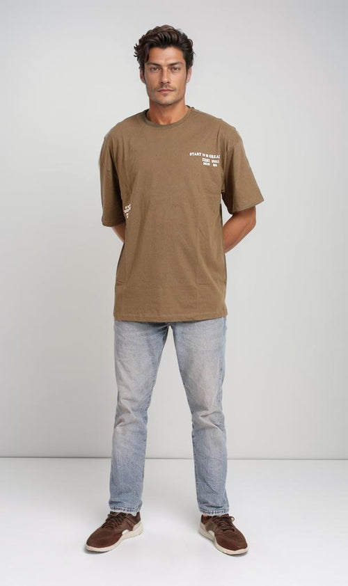 O203118 - Motivational Typography T-Shirt – Olive Green